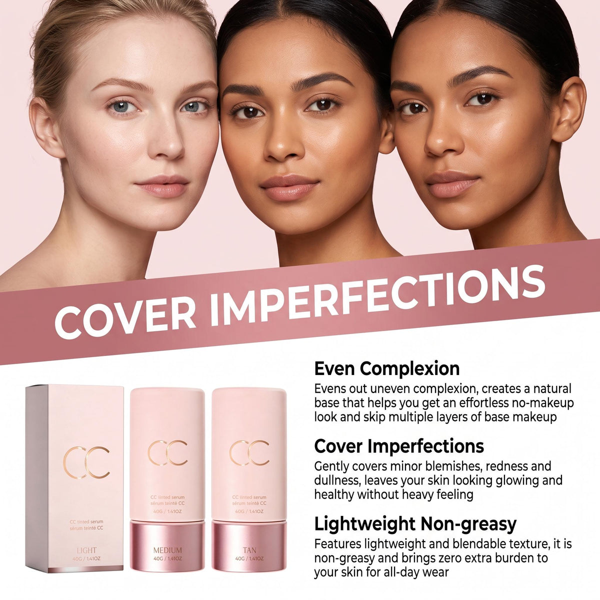 CC Tinted Serum - Evens Skin Tone & Covers Blemishes Discoloured CC Cream