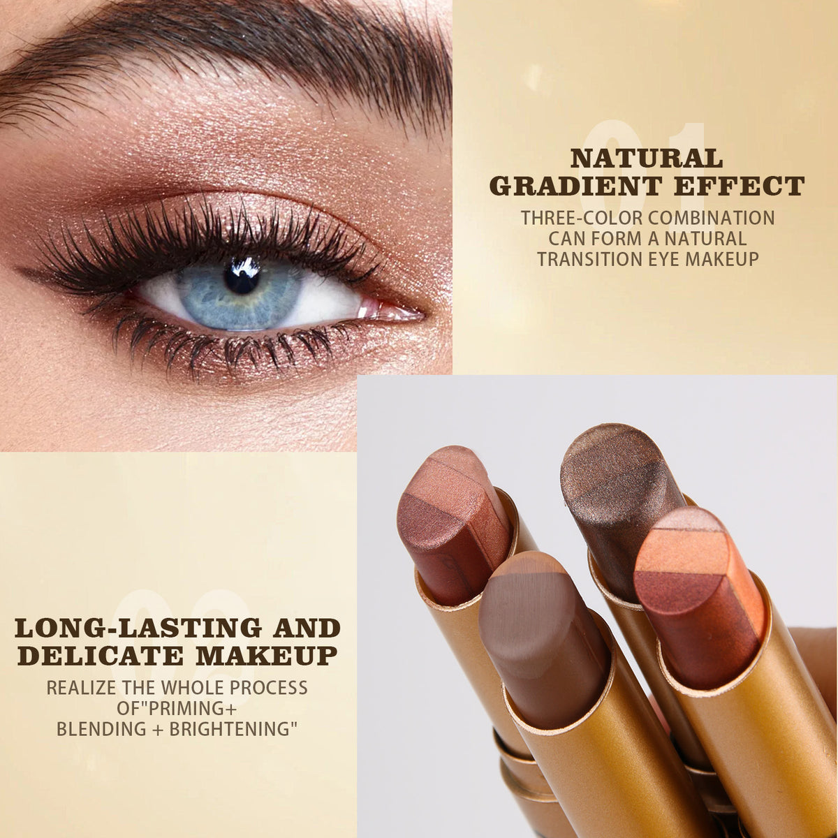 3 Colors Gradient Eyeshadow Stick